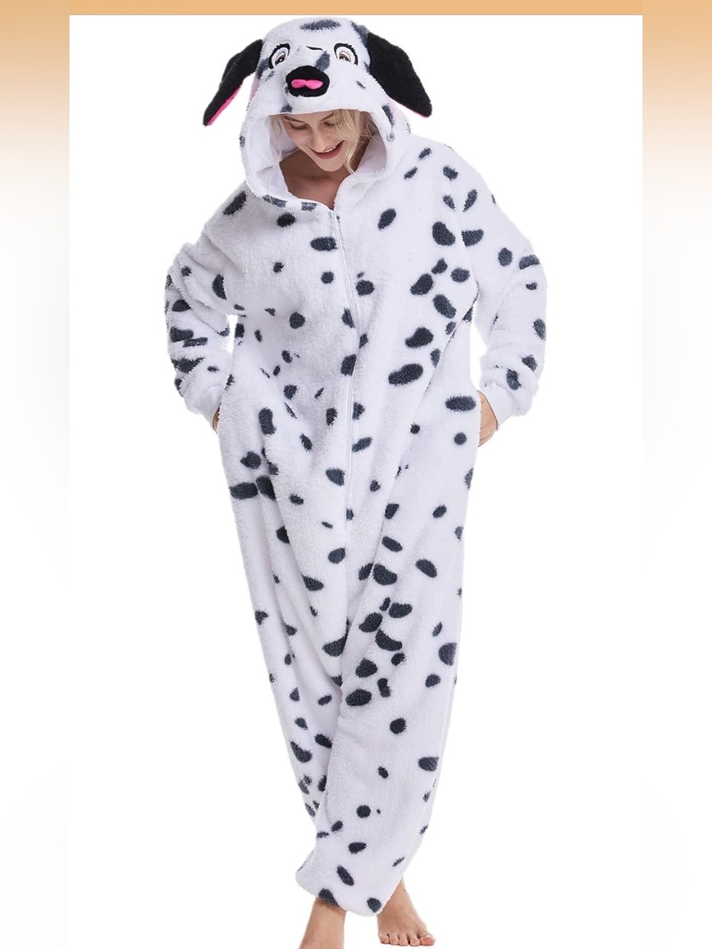 Adult Dalmatians Costume Dog Cosplay Pajamas Animal One Piece Spotted Dog Onesie